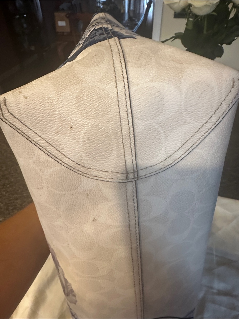 Coach Kaffe Canvas Tote with Lavender Floral Print 5698 - Picture 6 of 13